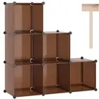 Cube Storage Organizer, 6-Cube Shelves Units, Closet Cabinet, DIY Brown