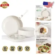 Space-Saving 5-Piece Non-Stick Ceramic Cookware Set with Removable Handle