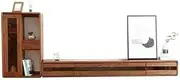 Floating TV Unit Floating TV Unit Combination for Living Room, Black Walnut Floating TV Stand with Wall Mounted Side Cabinet, 3 Flip-Down Doors with Embedded Glass Floating TV Cabinet(180x25x21cm)
