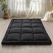 WhatsBedding Japanese Floor Mattress Futon Mattress 3" Black Tatami Mat Shredded Memory Foam Filled Sleeping Pad, Foldable & Portable Roll Up Lounger Camping Bed for Kids and Adult,Twin Size 39"x 80"