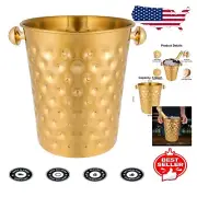 Compact 5-Quart Golden Ice Bucket with Hammered Finish - Ideal Gift Choice