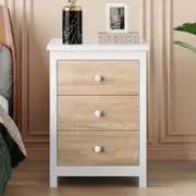 ALFORDSON 2x Bedside Table Hamptons Nightstand 3 Drawers Oak