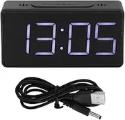 Simple Electronic Clock, LED Digital Alarm Adjustable Bedroom Surface Clock Function Student Home Use Nightlight Smart Light Battery Operated Mute Display Kid Office Nightstand(Black)