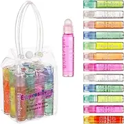 Expressions girl 12pc Roll On Lip Gloss Set with Carrying Case, Glossy Lip Make-up for Kids and Teens - Fruity Flavors, Non Toxic, Kid Friendly, Party Gift, Best Friends