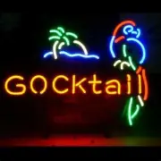 Cocktail Parrot Palm Tree Bar 20"x16" Neon Light Sign Lamp Garage With Dimmer