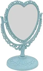 LALAFINA Hand Held Mirror Heart Shaped Mirror Vanity Travel Makeup Mirror Vintage Makeup Mirror with Stand Standing Mirror Aesthetic Retro Makeup Mirror Black Mirror Bracket Office Desk