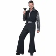Flashy 70s Jumpsuit Metallic 1970s Disco Hippie Retro Party Adult Mens Costume