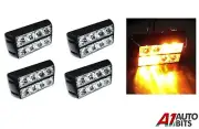4X Warning Led Recovery Flashing Light Amber Breakdown Strobe Grill Bar 12v 24v