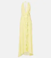 [Blumarine] Blumarine Halterneck silk georgette maxi dress AU 12 yellow