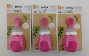 3 x Munchkin Squeeze Spoon Food Dispense Baby Infant No Mess 7 x 15cm Pink NEW