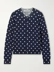 [Comme des Garçons Comme des Garçons] Comme des Garçons Comme des Garçons - Polka-dot Wool Cardigan - Navy - 2 2 Blue