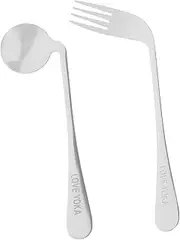 Self-feeding Spoon and Fork Set Angled for Elderly Stainless Steel Anti-shake Design