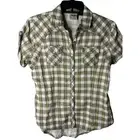 Harley-Davidson black yellow plaid snap front shirt Womens Medium NWT motorcycle