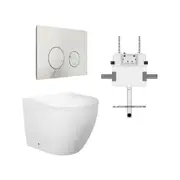 Zumi Venus Rimless Floor Pan with Round Marble White Porcelain Flush Plate and Cistern WELS 4 Star 4.5L/Full