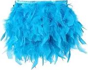 5 Yards Turkey Feathers Fringe Trim Width 4-6 inches for Crafts Clothing Decoration Craft Feather Fringe Trim Clothing Accessories (Lakeblue)