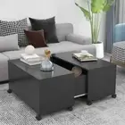 Wooden Coffee Table Grey 75x75x38cm Modern Sofa Lounge Side Lamp Storage