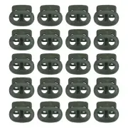 0.8x0.9" Cord Locks, 30 Pack Double Hole Spring End Toggle Stopper, Dark Green