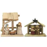 Christ Nativity Resin Statue Catholic Baby Jesus Manger House Set