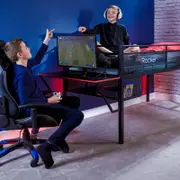 X Rocker Sanctum Gaming Mid Sleeper Bed With Gamer Desk/Console Shelf Black