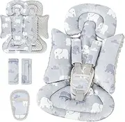 TANOFAR Car Seat Head Support Baby - Infant Car Seat Insert for Newborn Girls Boys - Soft Carseat Head Support for Infant - Newborn Carseat Insert for Car Seats, Strollers, Swings, Bouncer (Elephant)