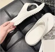 [LUCBEI] Shark Slippers Personalized Flip-Flops Male External Summer Fashion Thick Bottom Couples Beach Soft Bottom Sandwich Foot Slippers Female Summer Sandals (Color : White-b, Size : 43/44)