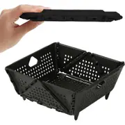 Catzon 2 Pcs Collapsible Colander Plastic BPA-Free for Pasta Fruit Vegetables-Black