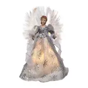Kurt Adler 16-Inch Fiber Optic White, Silver, and Gray Angel Tree Topper, Mul...