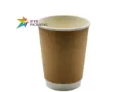 12oz Kraft Disposable Double Wall Takeaway Coffee Cup (500 units). Cup Only.