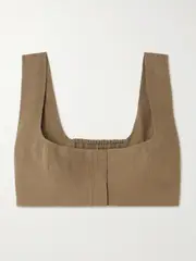 [Le Kasha] Le Kasha - Jirja Cropped Linen Top - Brown - small small Brown