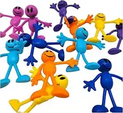 Zugar Land Colorful Bendable Smile Figures (3") Flexible Rubber Men with Smile Faces, Party Favor, Stress Relief Fidget Toy Goody Bag Pinata Fillers for Kids and Adults (12 Smile Figures)
