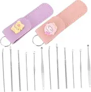 2Sets Adorable Cleaner Tool Kit Portable Stainless Steel Ear Picker Scraper for Wax Removal for Travel Home Use Gentle Skin Ears