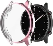 FitTurn intended for Amazfit GTR 2 Screen Protector Case Cover Plating Process Metal Color TPU Shockproof All-Around Case Guard Thin Bumper Shell intended for Amazfit GTR 2 Watches (Pink)
