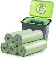 Pack of 100 biodegradable and compostable bin bags for food, household and pet waste in the kitchen, office, home and garden.