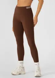 [Lorna Jane] Stash It All 3 Pocket Ankle Biter Leggings in Brown, Size - Small S Espresso