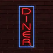 NEW "DINER" w/BORDER VERTICAL 30x12 INCH LED FLEX WINDOW/WALL INDOOR SIGN 31540
