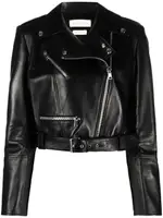 [Alexander Mcqueen] Alexander Mcqueen-Giacca Biker Crop In Pelle-Donna 44 IT
