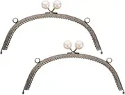 WESIEVYA Crafting Purse Hardware 2pcs Iron Pearl Clasp Frame Stylish Functionality for DIY Handbags