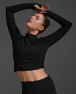 Form Soft Touch Mock Neck Long Sleeve, 2XU, XL, Black/White, Female