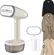 Portable Clothes Steamer, 1800 W Clothes Steamer with 350 ML Removable Water Tank, 30-Second Fast Heat-up and 2 Steam Levels, Handheld Steamer with Auto-Off for Office, Travel, Home