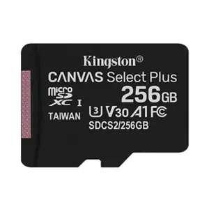 【Kingston 金士頓】256GB 100MB/s microSDXC UHS-I U3 A1 V30 記憶卡(SDCS2/256GB 平輸)