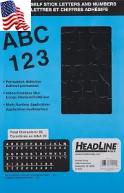 Sign Stick-On Vinyl Letters and Numbers, Black, 1-Inch, Made in USA (31111)