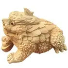 7cm Wood Feng Shui Carved Money Frog Statue Toad Coins Wealth Ingots Figurines