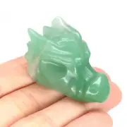 Natural Green Aventurine Jade Stone Quartz Crystal Carved Dragon Skull Healing