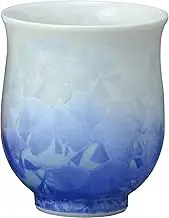 Kyoto Ware KTA162-01 Kiyomizu Ware Ceramic Kiln Teacup, Large, Flower Crystal (Blue with White)