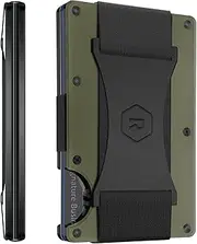 [The Ridge] Wallet for Men, Slim Wallet for Men - Thin as a Rail, Minimalist Aesthetics, Holds up to 12 Cards, RFID Safe, Aluminum Wallet with Cash Strap (Matte Olive)