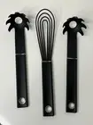 Michael Graves 2 Black Pasta Spoons and Wisk Hangable NEW Set of 3