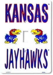 Officially Licensed White Kansas Jayhawks Single Switch Plate Cover Light