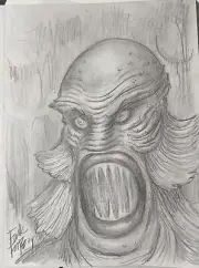 Creature From The Black Lagoon NEW Horror Original drawing By Frank Forte RARE