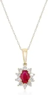 [Gin & Grace] Women's 14K Yellow Gold Mozambique Genuine Ruby Pendant With Diamonds (Oval-Cut) Shaped (GJ9703P-BY)