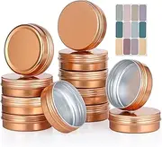 LIYAR 4oz Cans Tin Aluminum Metal Tin 12 Pack Metal Container Jars Aluminum Round Tins with Screw Lids for Salve, Spices or Candies(Pastel Orange)